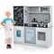 Costway Kid&#x27;s Pretend Play Kitchen Toddler Kitchen Playset with Blackboard Pink/White